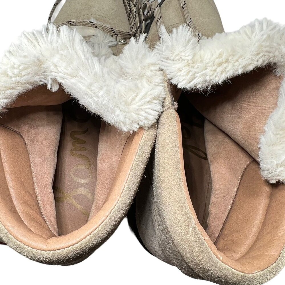 Sam Edelman Ankle Boots Darrah 2 Sherpa Combat Hiker Sz 10 Tan Suede Lace Up - Picture 6 of 13